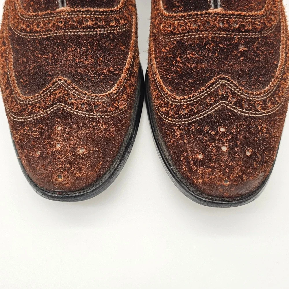 Allen Edmonds McAllister Wingtip Shoes Mens 10 B Brown Suede Brogue Handmade USA